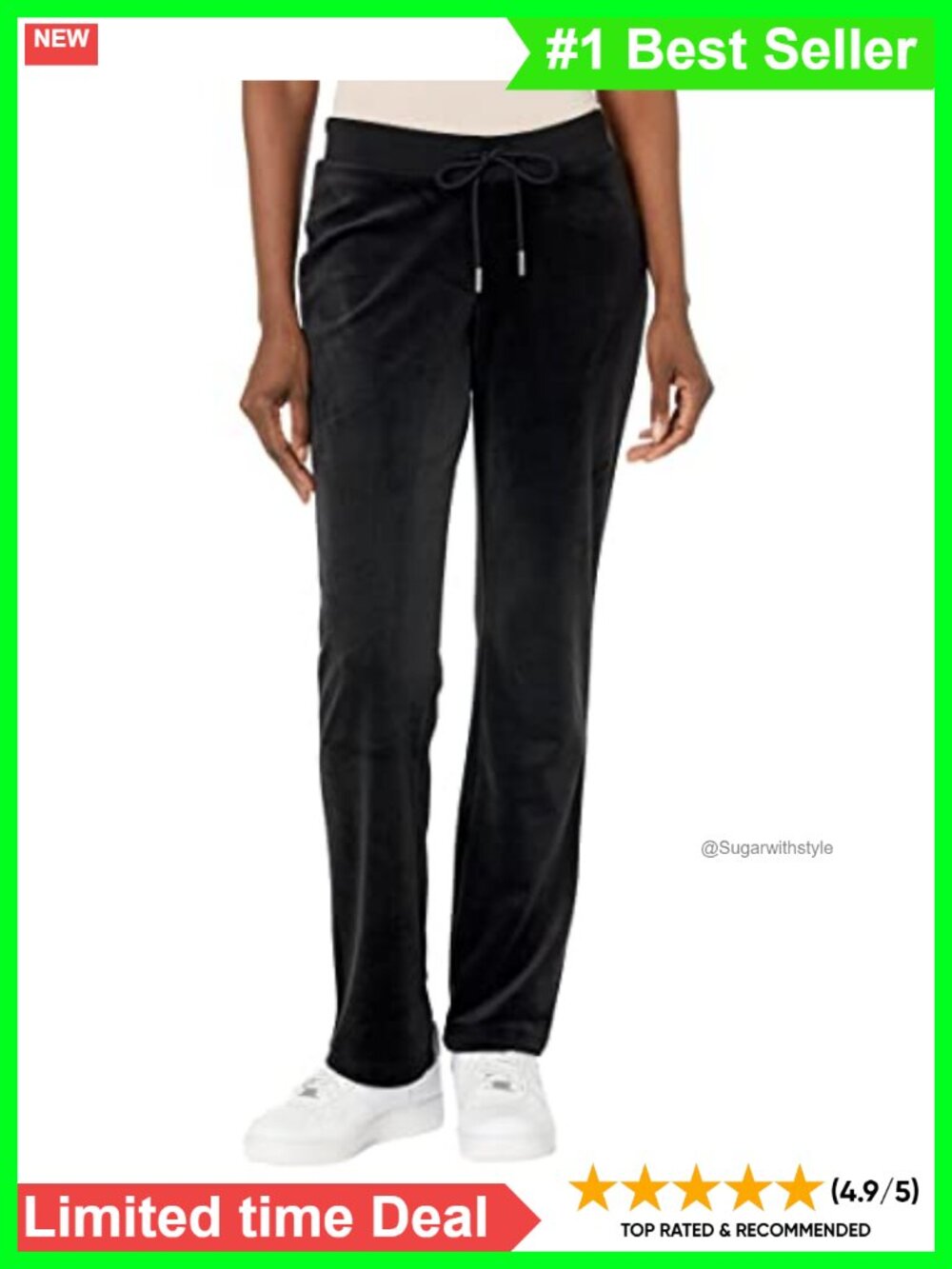 Velour Track Pants with Drawcord Rib Waist Active Lounge